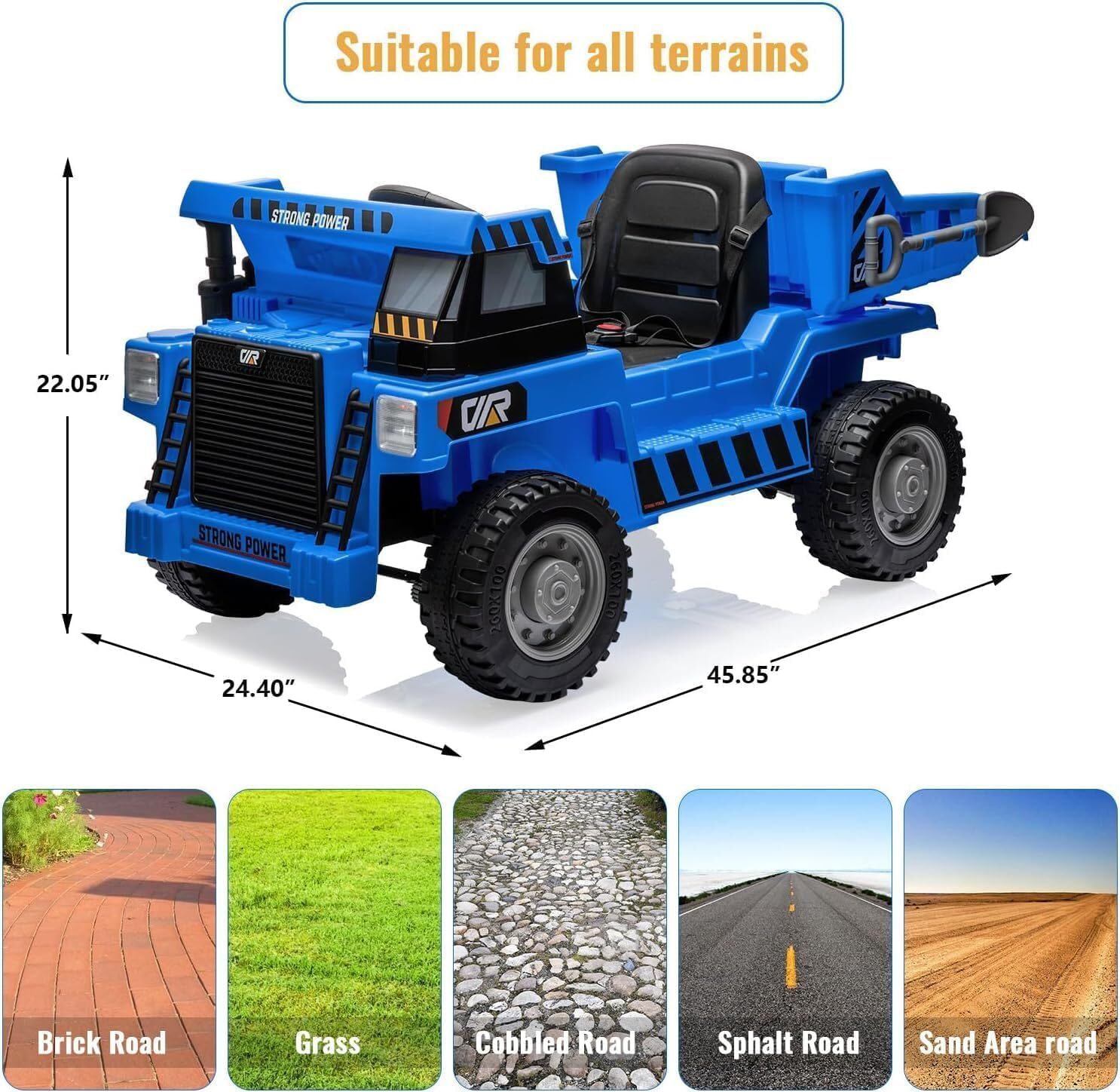 12V Ride-on Dump Truck, 4-Wheel Battery Powered Toy Cars With Electric Dump Bed