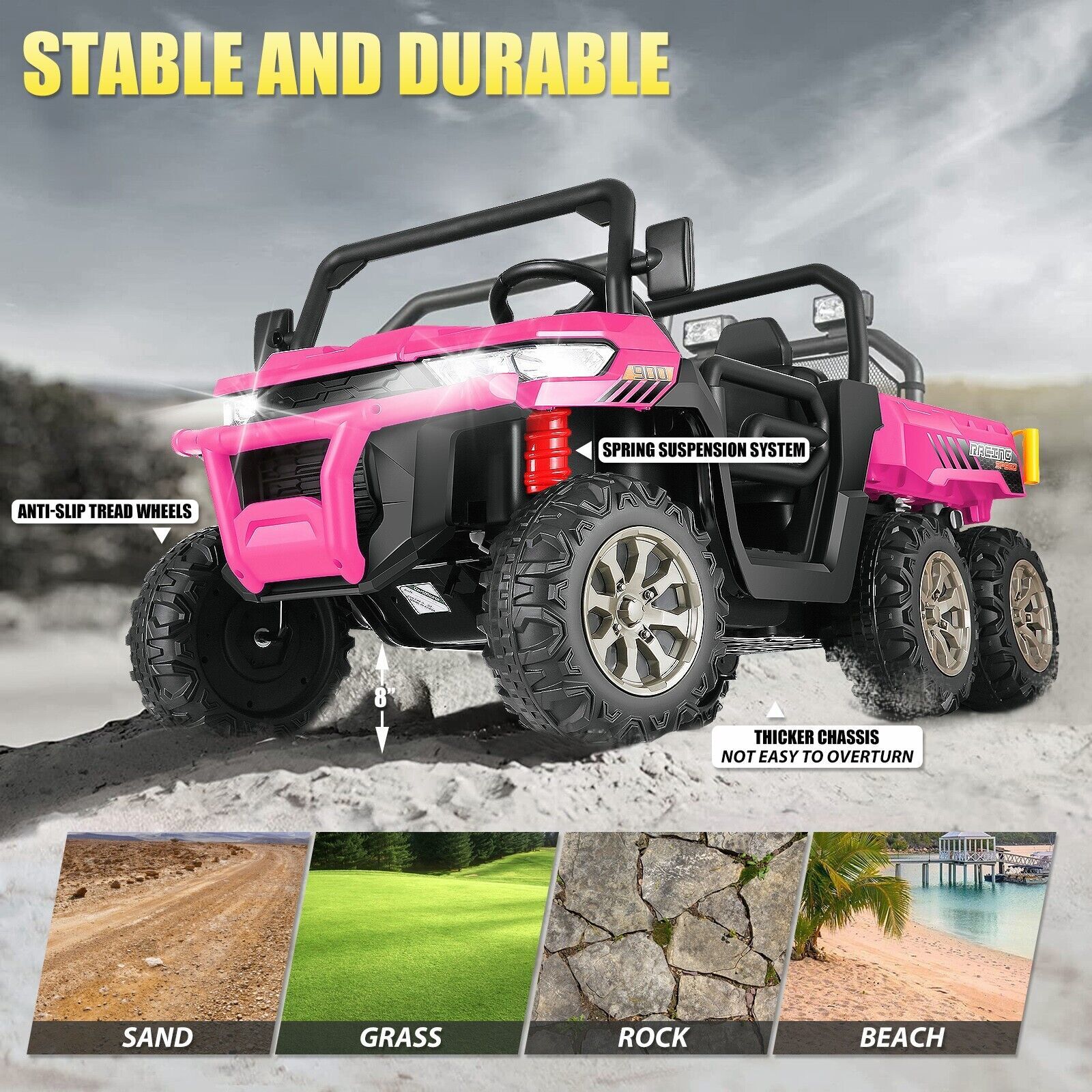 24V 2 Seater Ride on Dump Truck w/Electric Dump Bed, Remote, 6 Wheels & Music A+