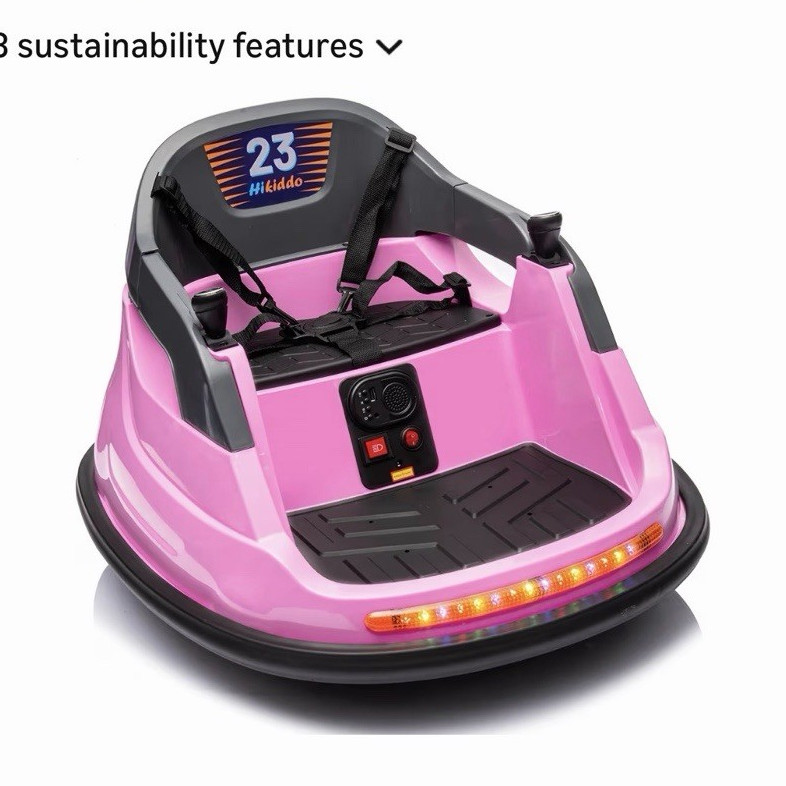 Hikiddo 12V Baby Bumper Car Ride-On w/ Remote Control 360° Light Pink