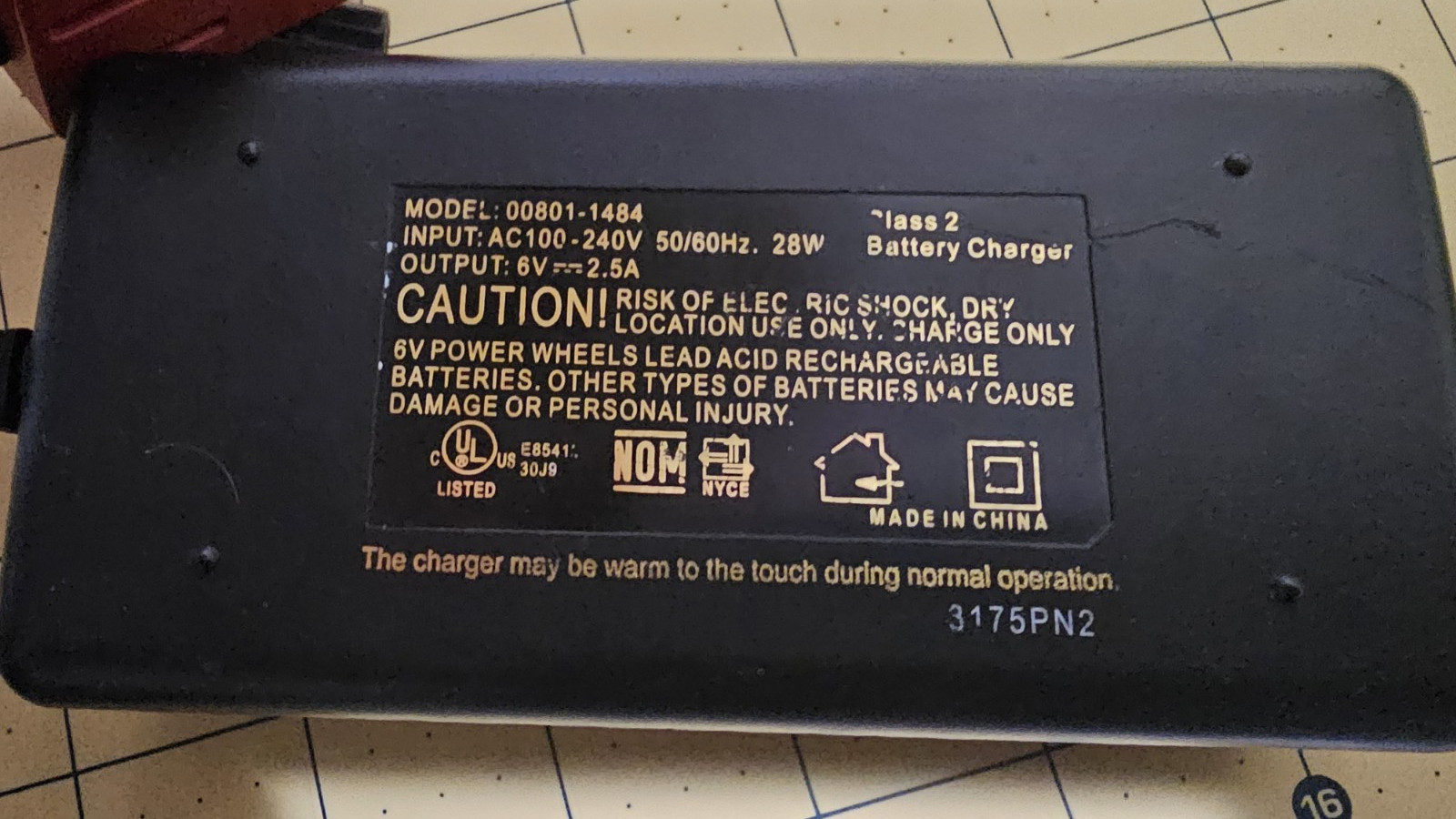 POWER WHEELS FISHER PRICE 6 VOLT QUICK BATTERY 6V 2.5A FAST CHARGER 00801-1484