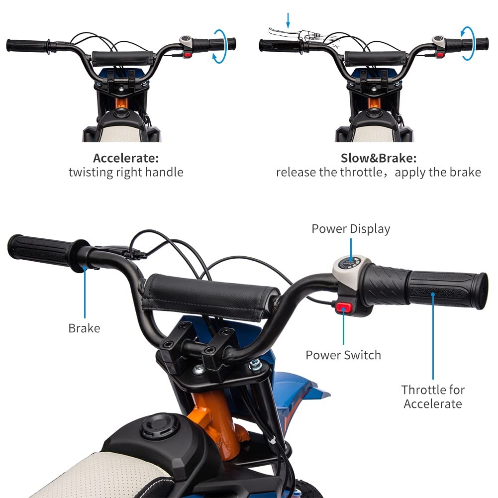Kids Electric Motorcycle 24V Battery Powered Ride on Motocross Bike Child Gift