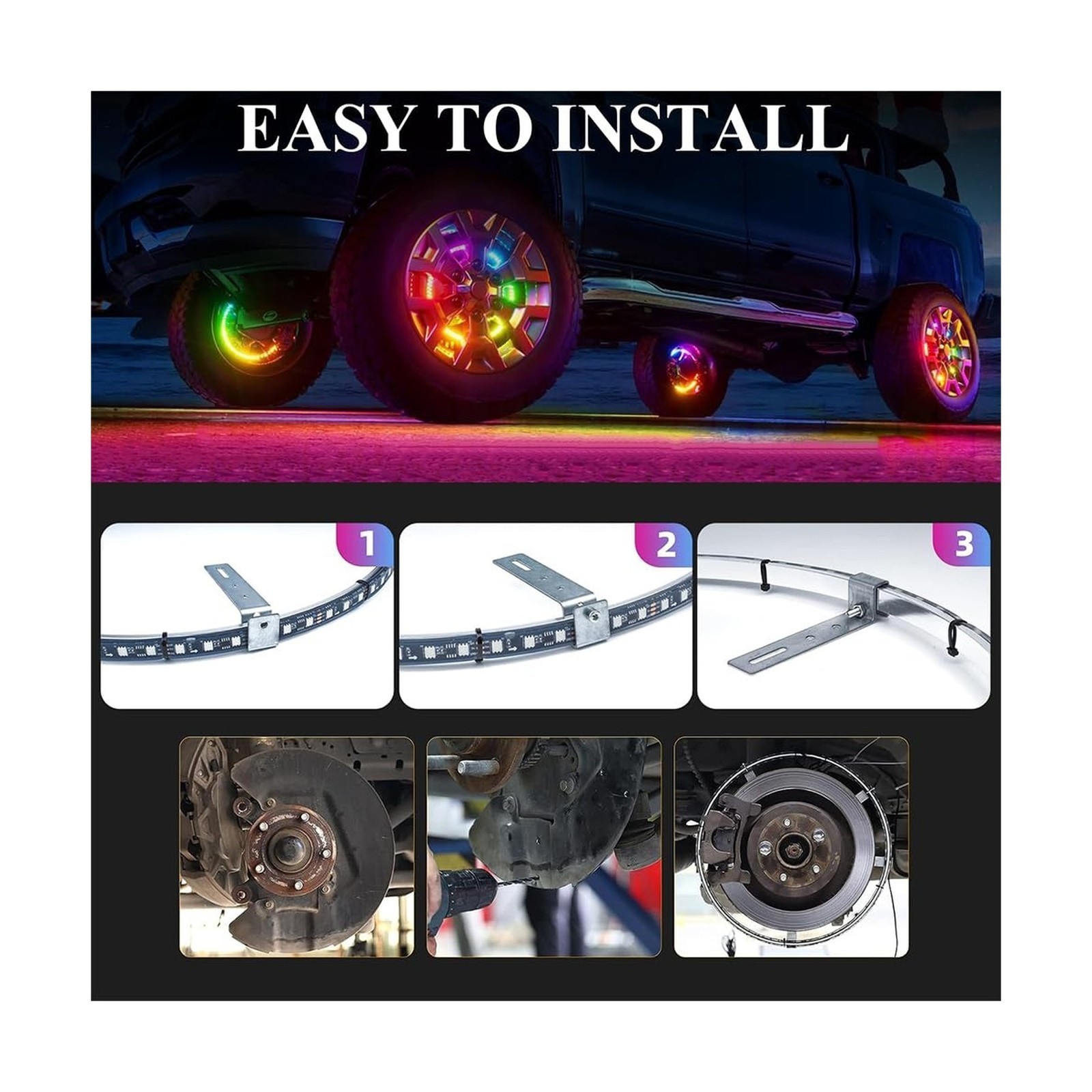 17 Inch Wheel Rim Light Kit – Double Rows LED, Fit For 21-28″ Tire Wheels