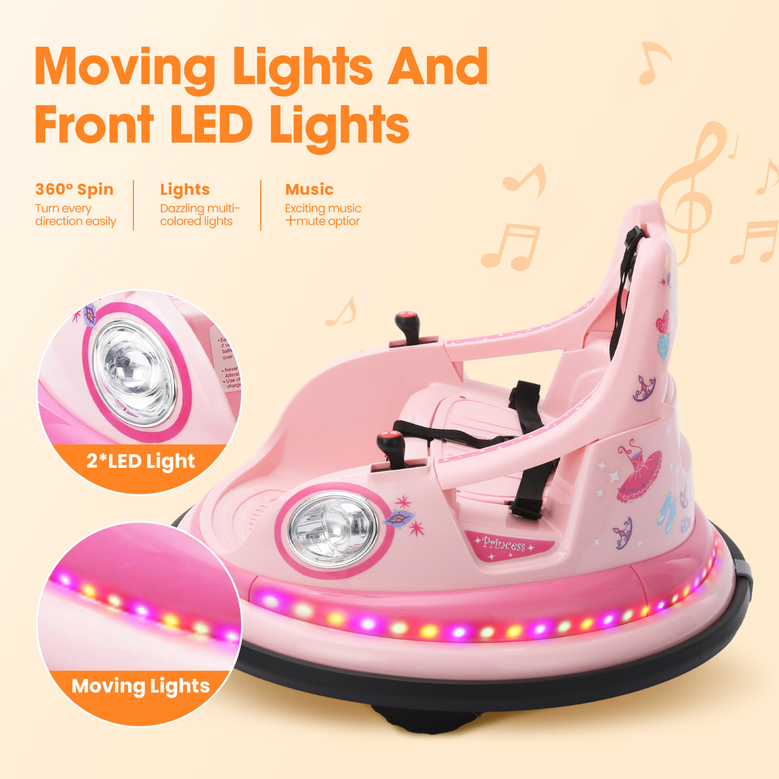 12V Electric Bumper Car for Kids 1.5-6 Years with Remote Control DIY Stickers
