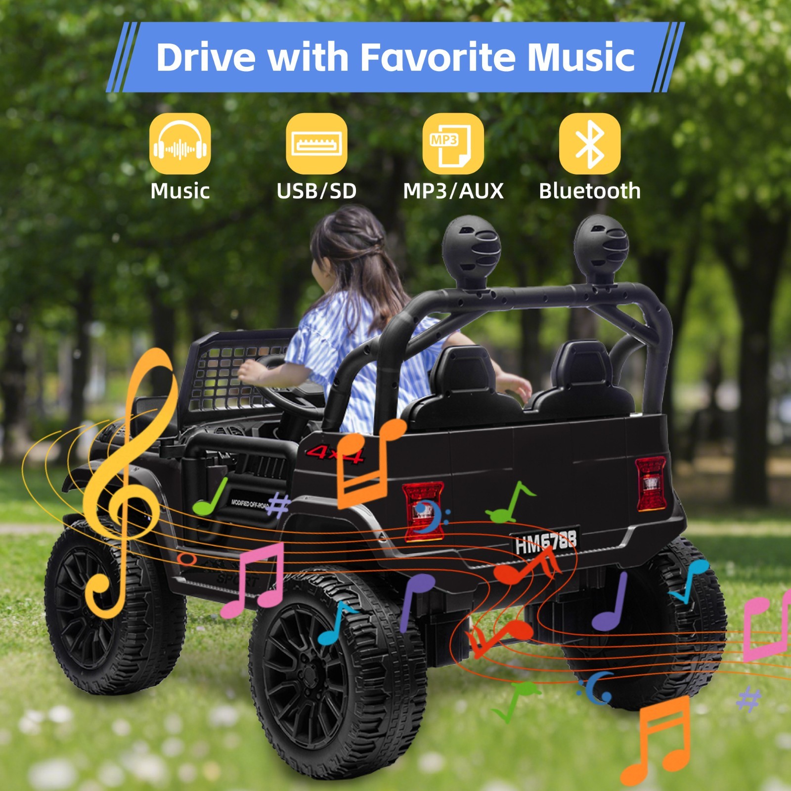 24V Kids 2 Seater Truck 2-Speed 6mph Ride on Toy w/Remote Age for 3-8 Xmas Gifts