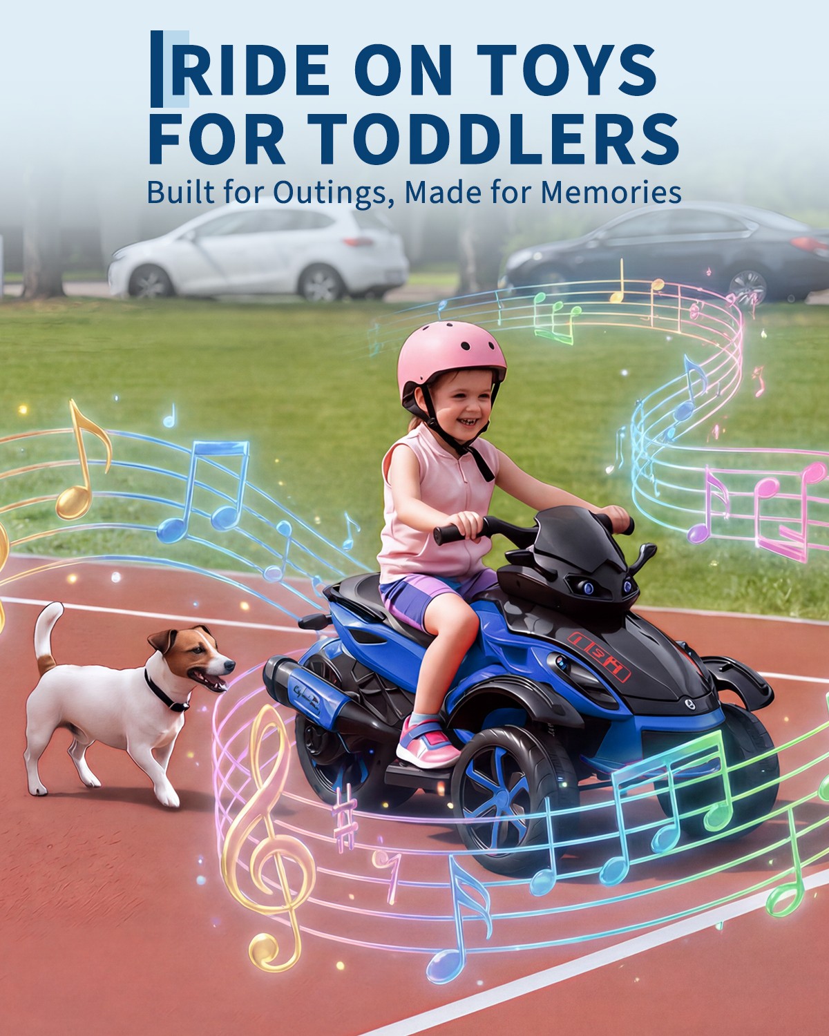 12V Kids Ride on ATV 3 Wheeler Electric Motorcycle LED Lights & Music Ages 3-8