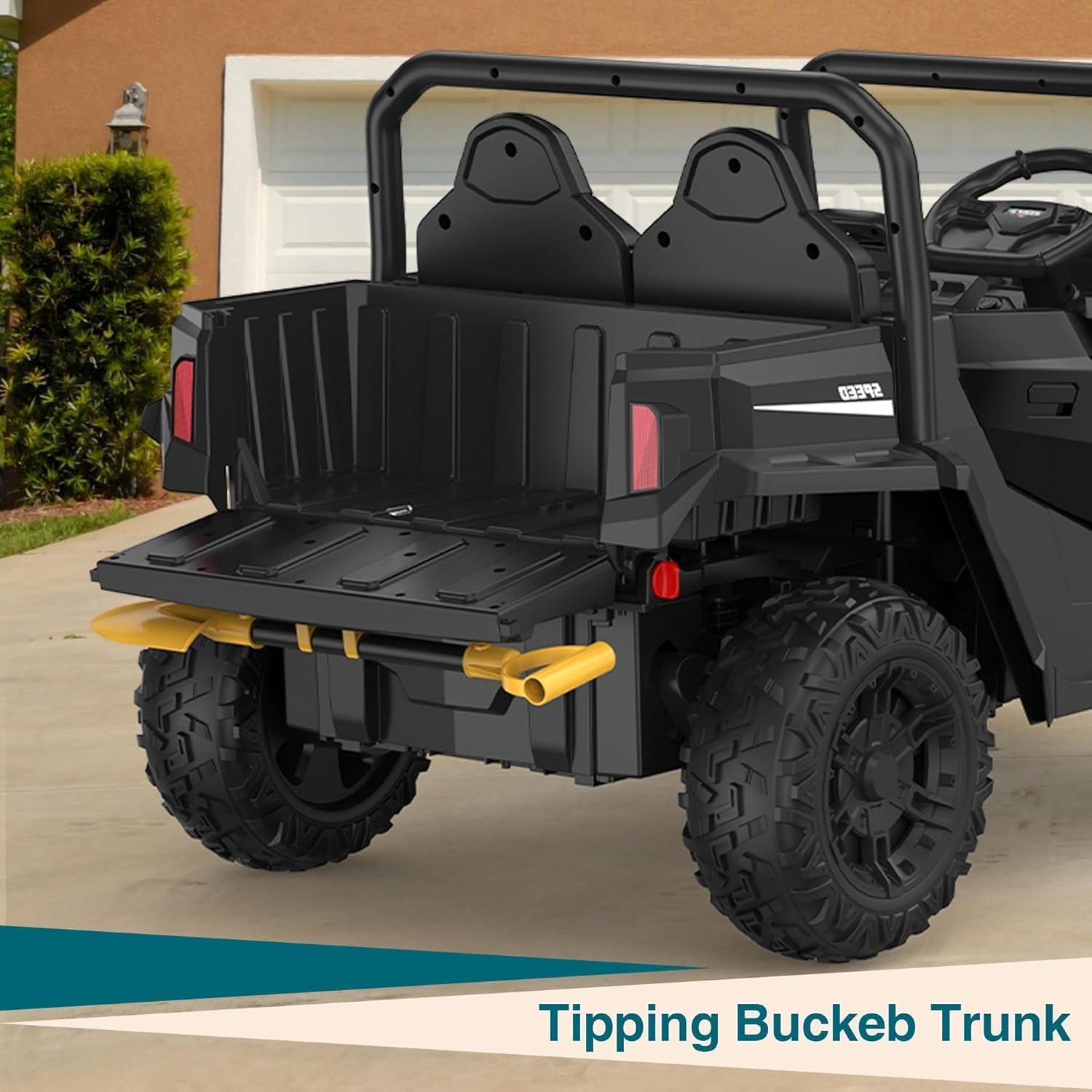 24V Ride On Truck for Kids w/ Remote, 4WD, LED Lights,Bluetooth,Dump Bed,2 Seats