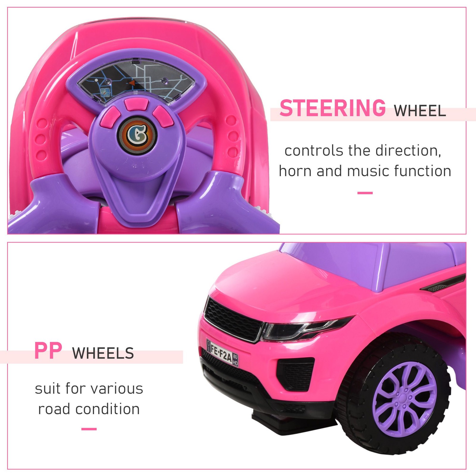Musical Ride-On Experience with Steering Control, 55lb Capacity Frame