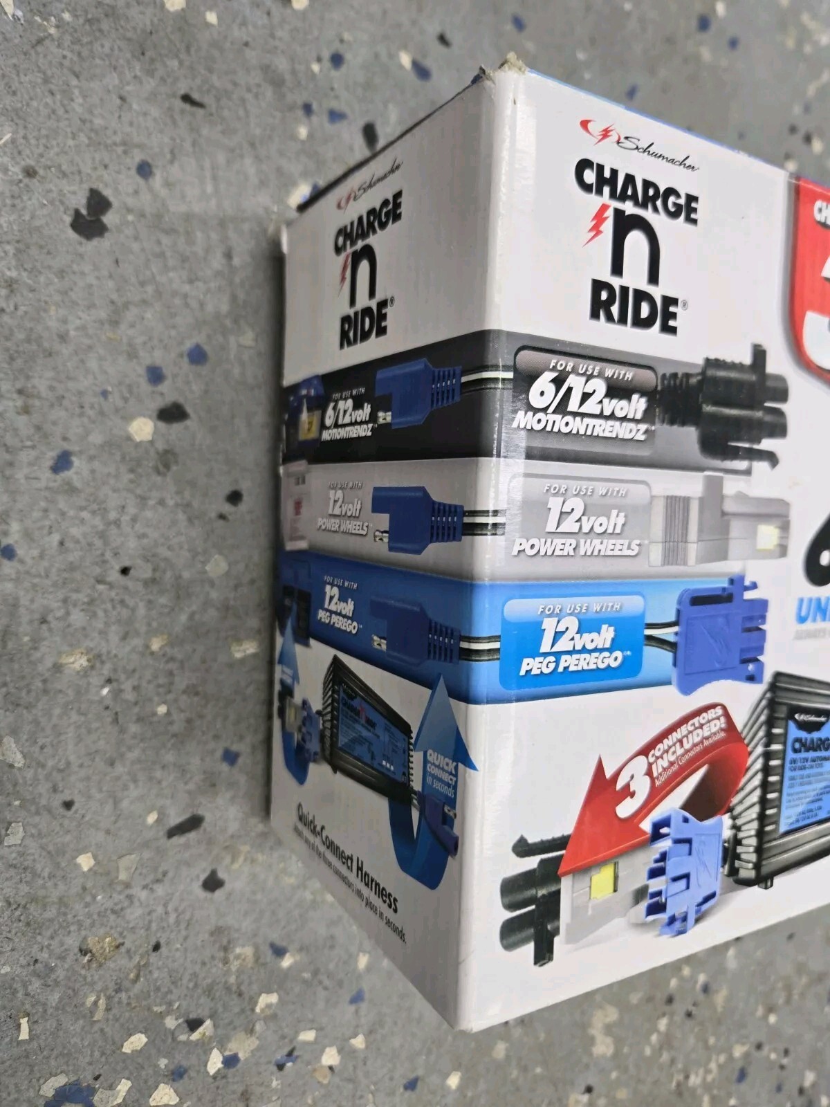 Schumacher Charge N Ride CR1 Universal Charger For Ride On Toys – 3 Connectors