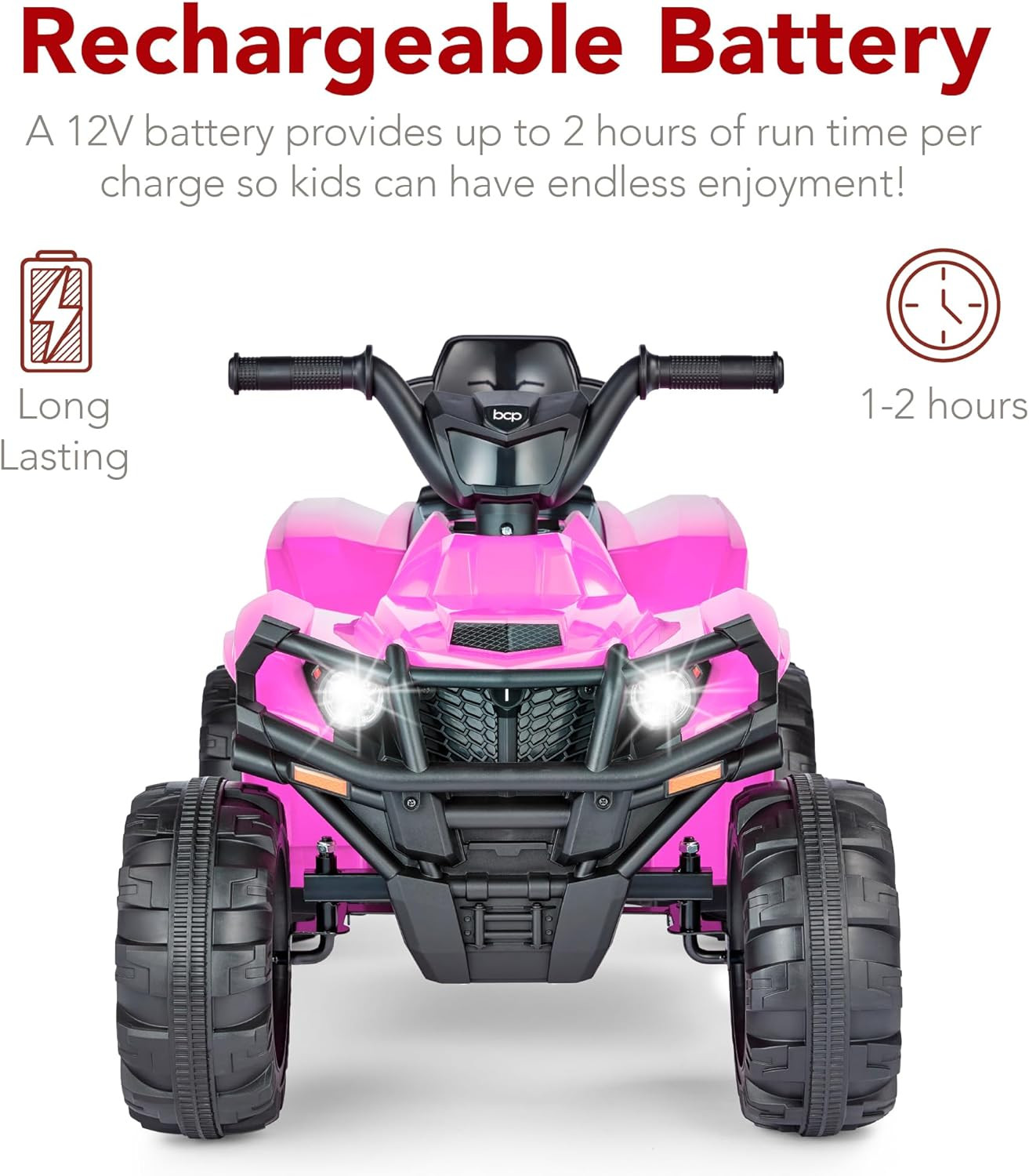 12V Kids Ride-On Electric ATV, 4-Wheeler Quad Car Toy W/Bluetooth Audio, 2.4Mph