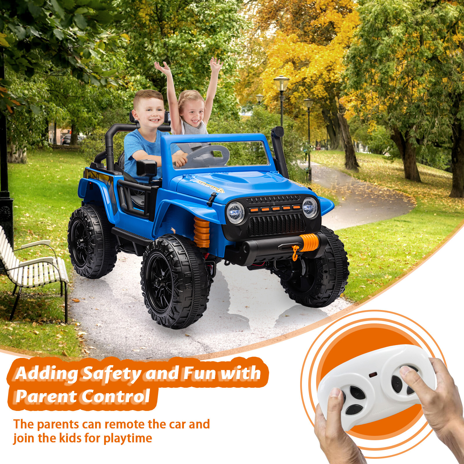 Electric Ride On Car, 2 Seater Battery Powered Truck With 4x35W Powerful Wheels