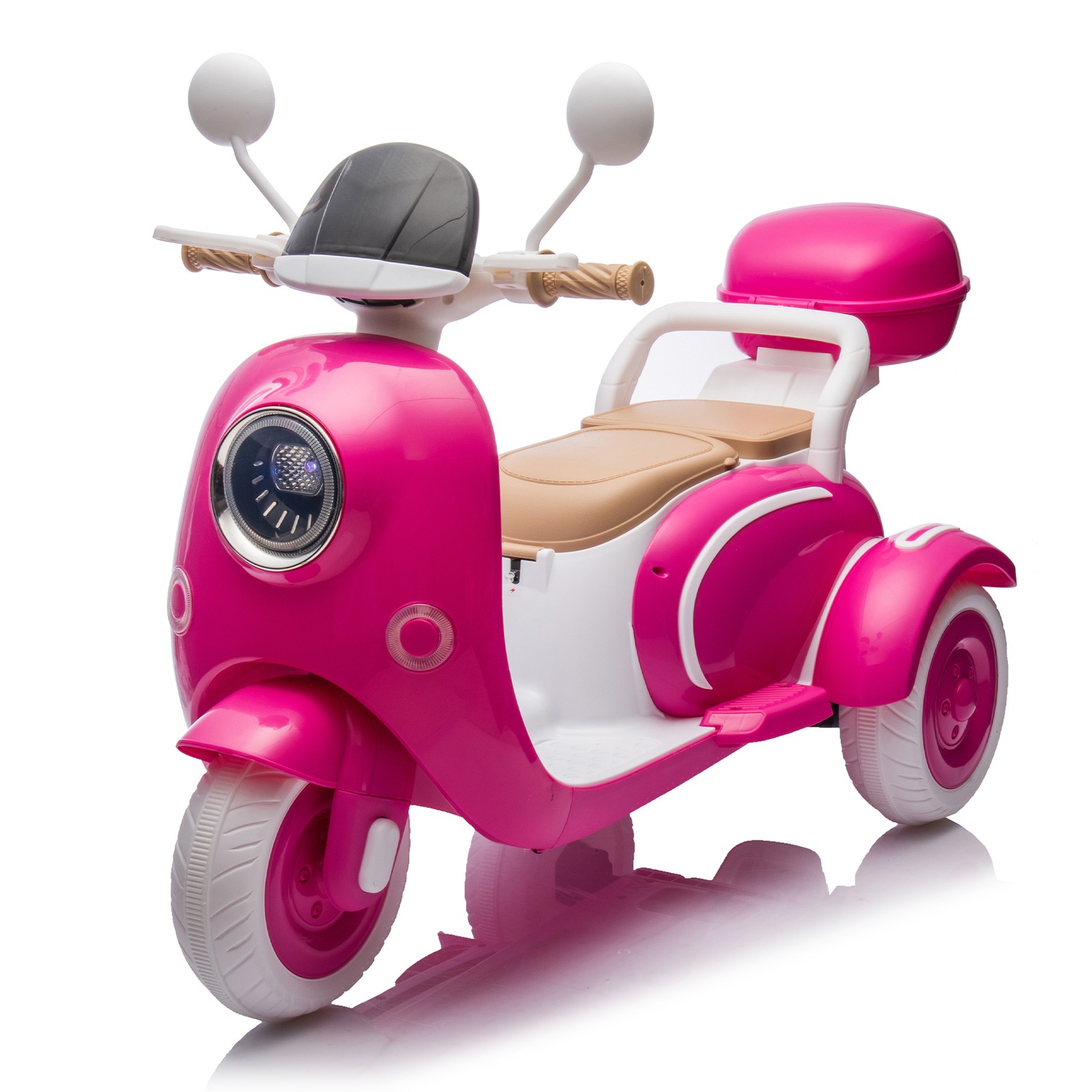12V Two Motors Kids Ride On Level Up Two-seater 3 Wheel Toy for Kids 3-6 Rose