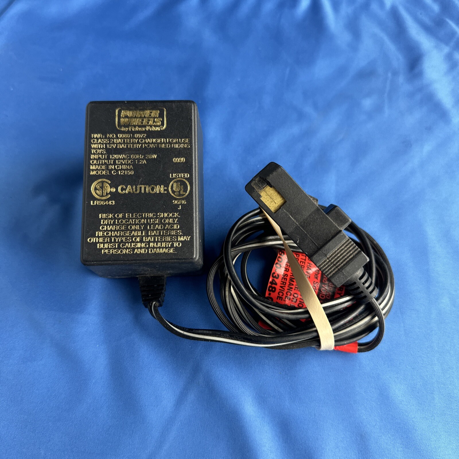 Fisher Price Power Wheels 00801-0972 Class 2 Battery Adapter Charger 12V OEM