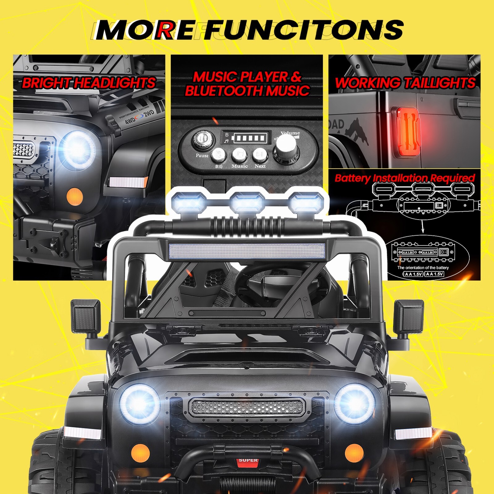 2 Seaters Ride On Truck for Kids 24V Battery Powered Electric Vehicle Toy Car #