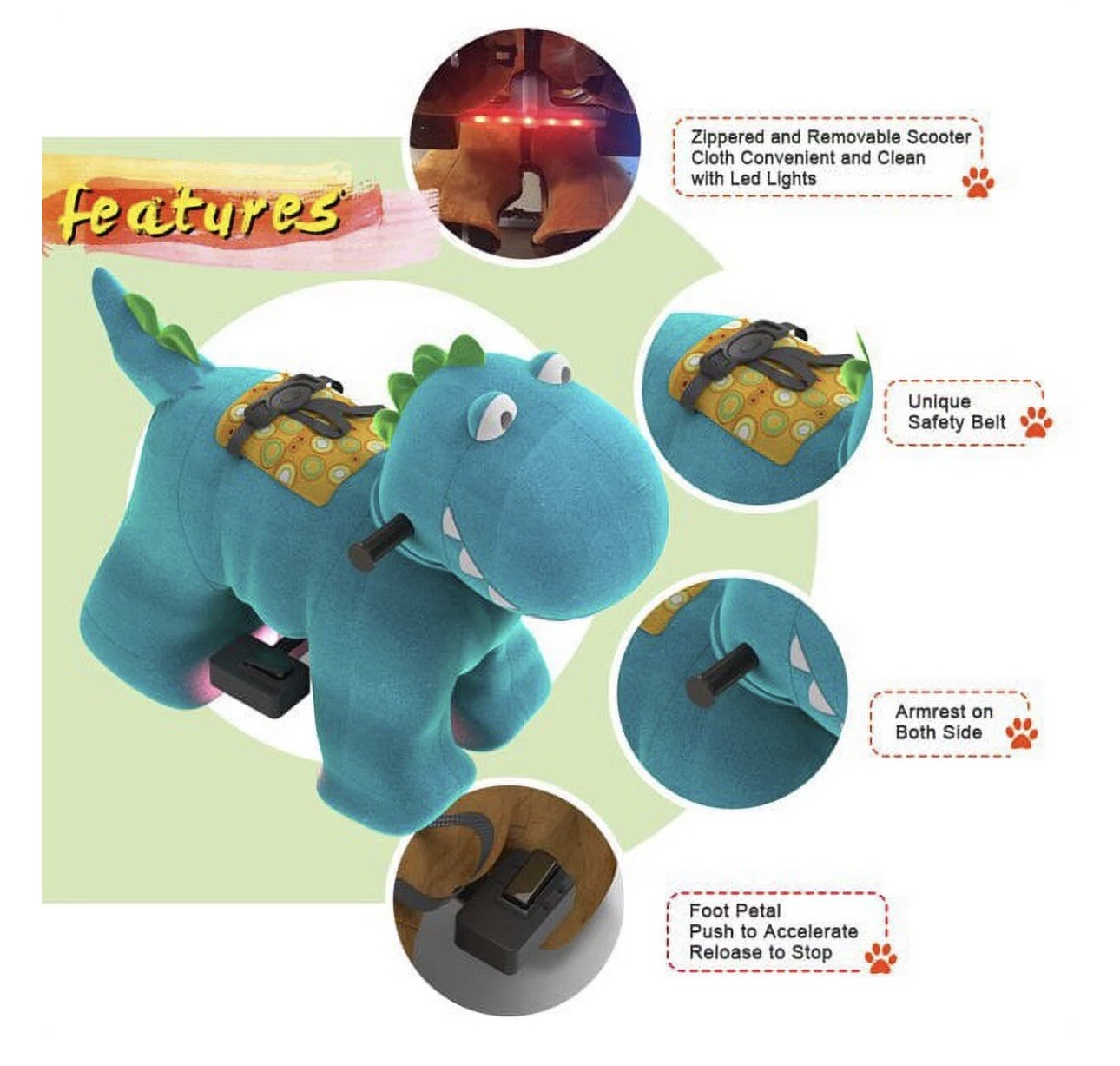 Rechargeable 6v/7A plush pony ride on toy for kids (3-7 years old)