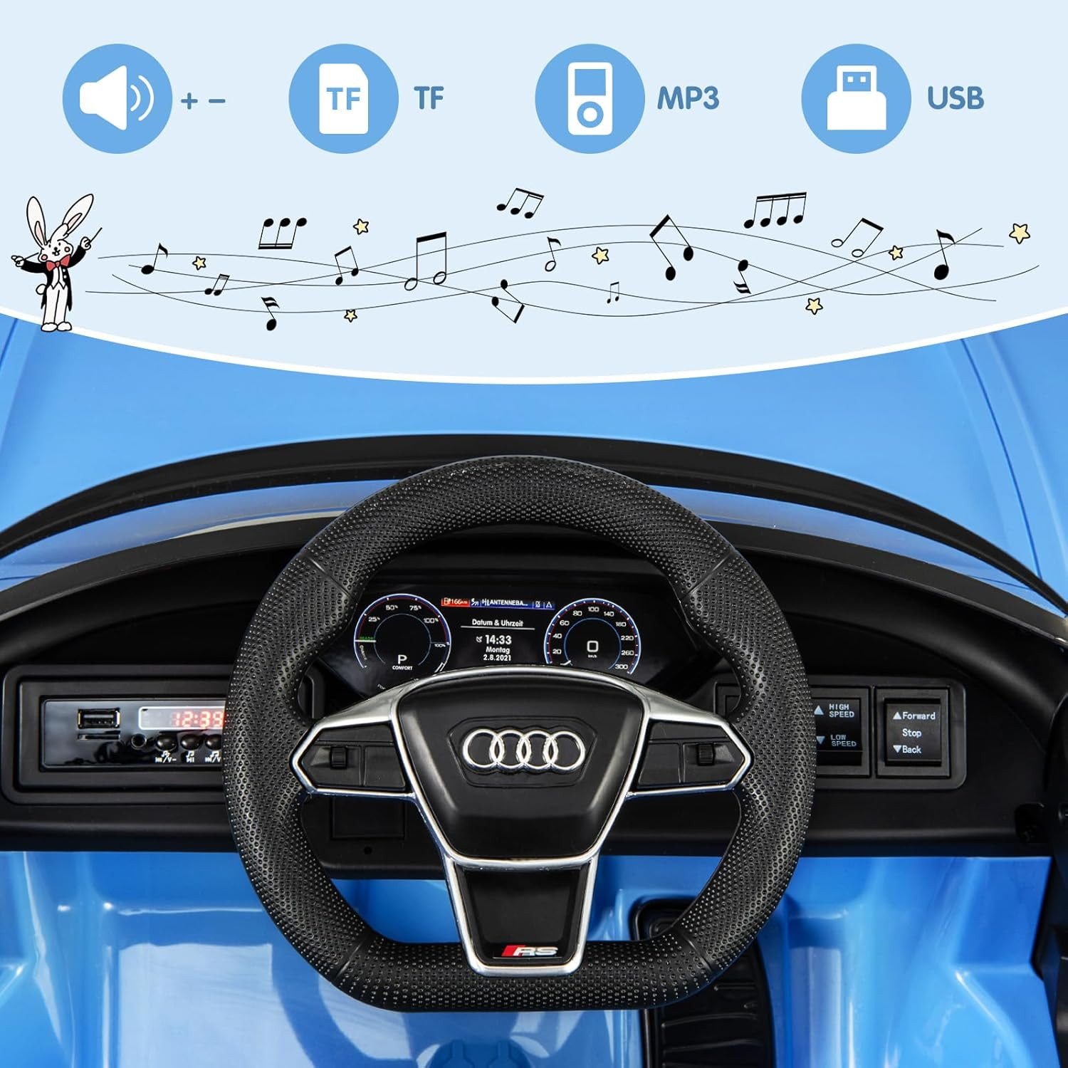 12V Kids Ride on Car, Licensed Audi RS E-Tron GT Electric Vehicle with Remote Co