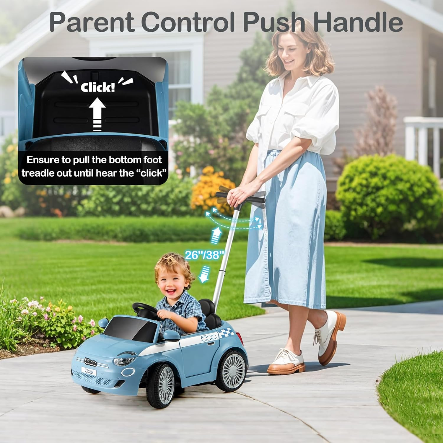 Licensed Fiat 500 Ride on Push Car by , 3 in 1 Baby Stroller Sliding Walking Car