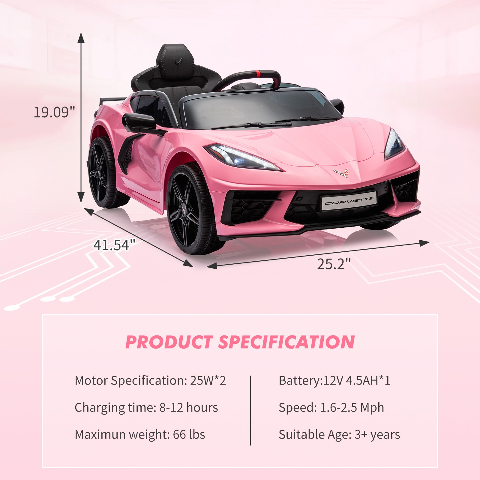 12V Kids Ride on Car Battery Powered Electric Sports Car Toy with Remote Control