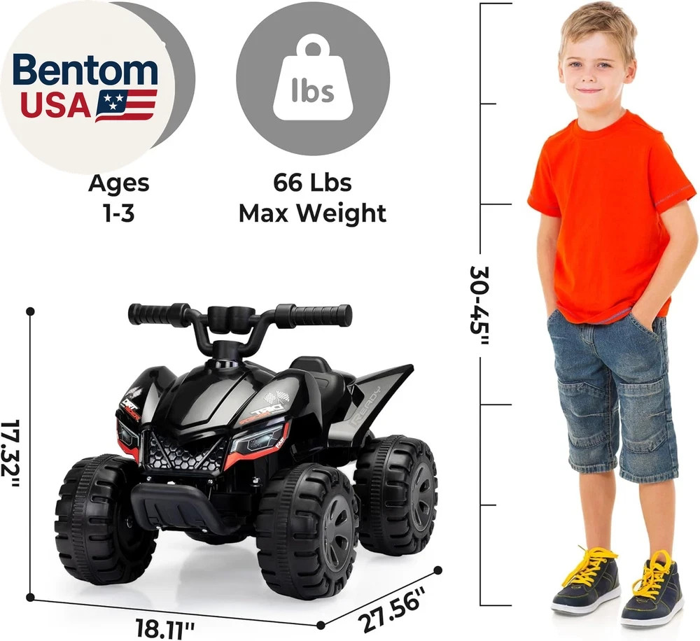 Ride on Toy for Toddler, 25W 4 Power Wheels with Cool Spraying System, 4-Wheeler