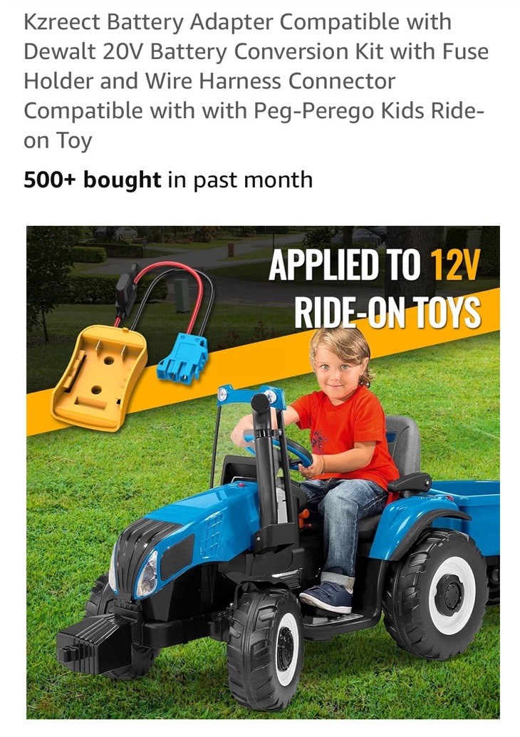 Peg-Perego Battery Upgrade Kit Convert 12V Lead Acid to 18V/20V Lithium Battery
