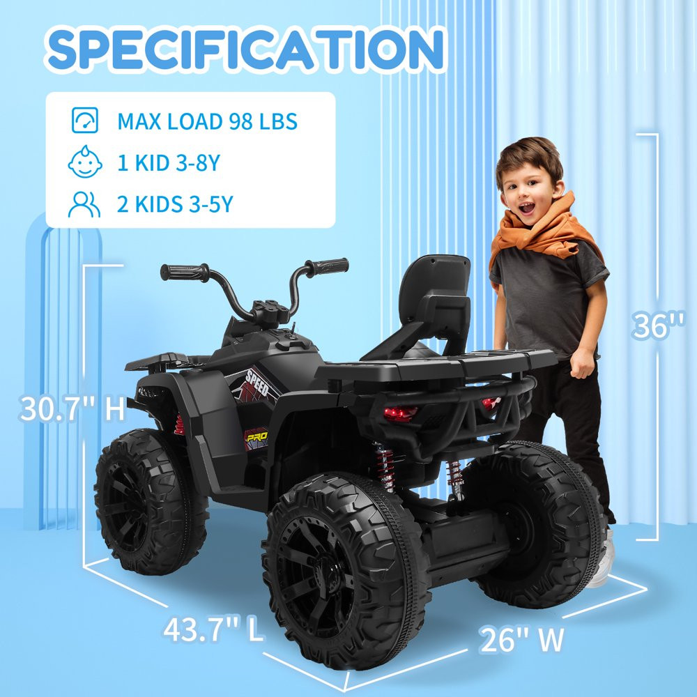 24V Kids Ride on ATV with 2 Seater, 2* 200W Motor 9AH Battery Powered Electric C