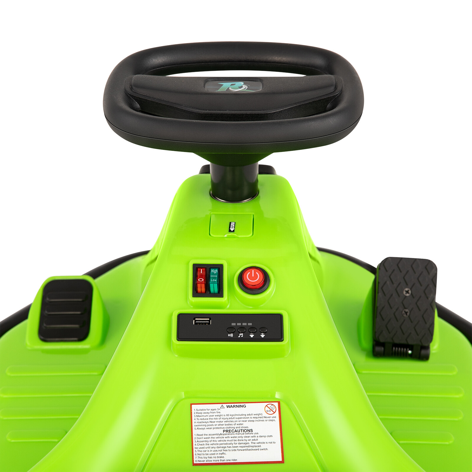 360° 24V Kids Electric Drifting Go Kart Ride On Cart with Bluetooth (Green)