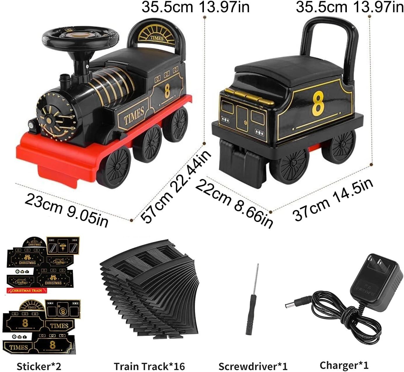 Ride on Train Toys Electric TrainSet with Track 2 Seaters Cargo Car,Music,Light