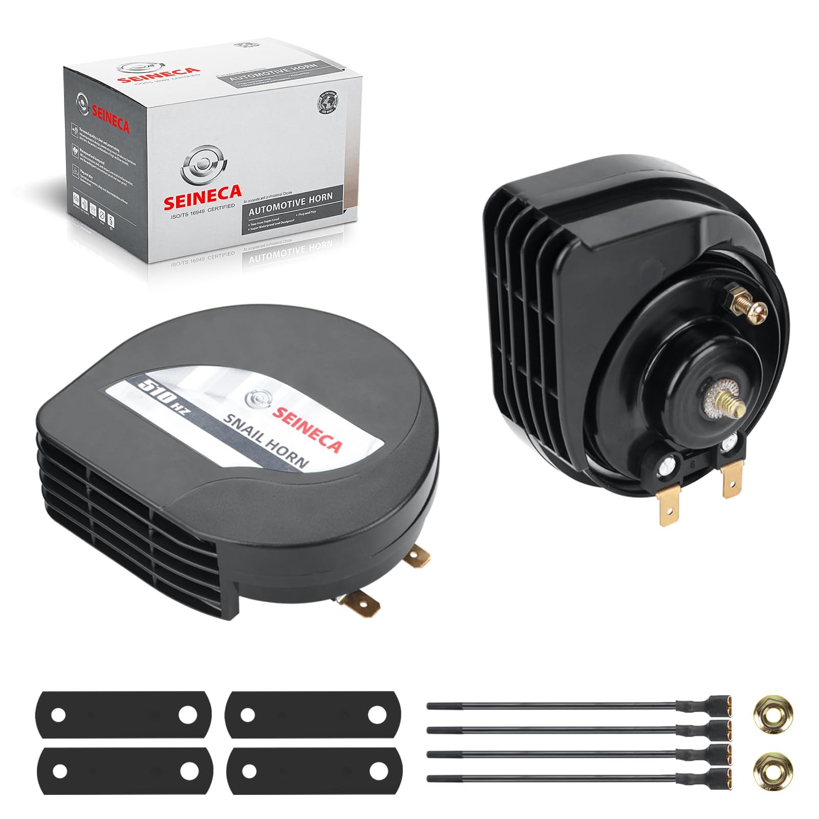 Car Horn UltraThin Compact Snail Waterproof Loud 12V Auto Kit High Low Tone