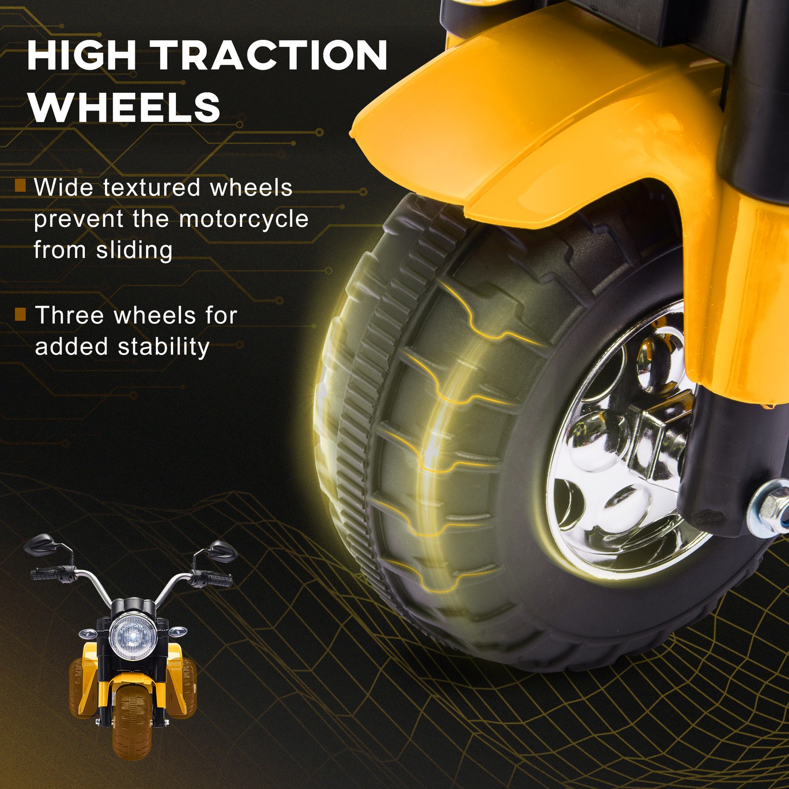 Kids 6V Electric Motorcycle Ride-On Toy Battery 18 – 36 Months Yellow