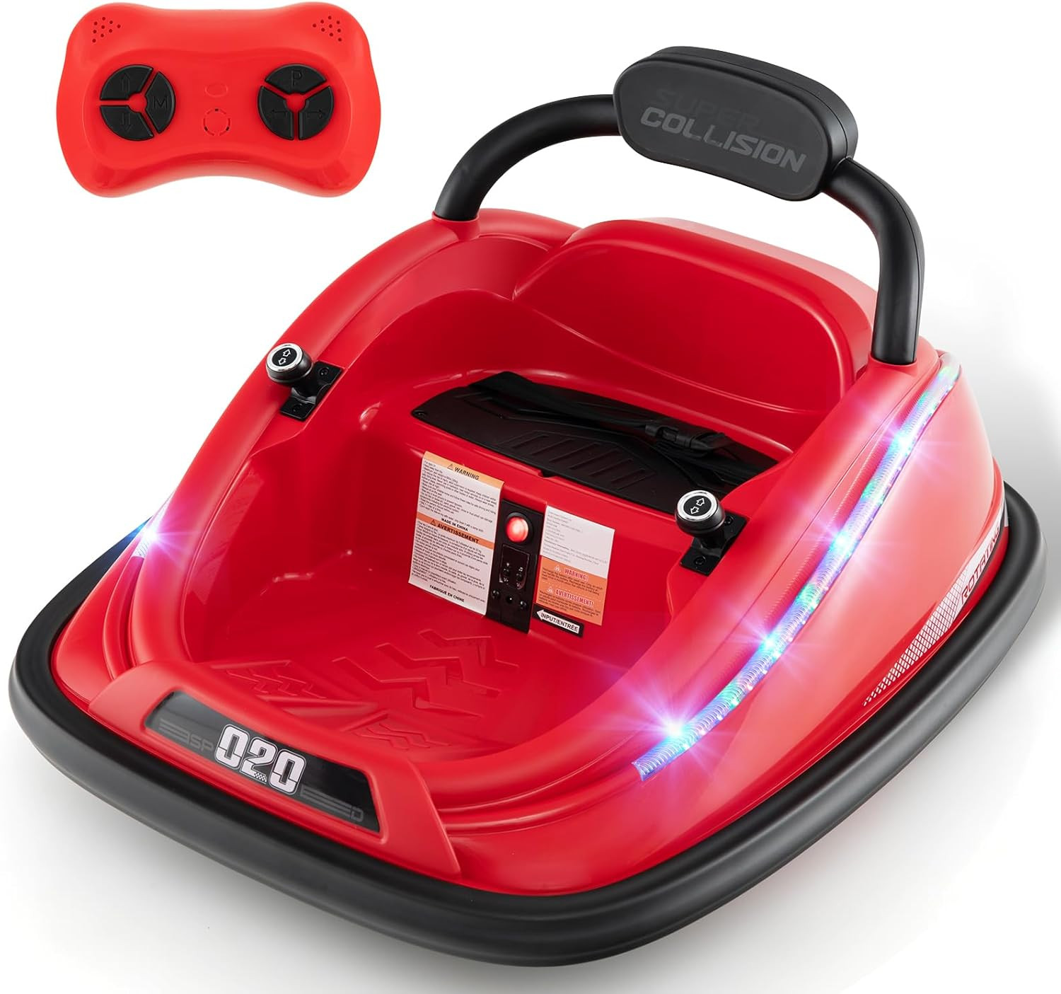 Bumper Car for Toddlers, 12V Kids Electric Ride on Toy with Remote Control, Batt