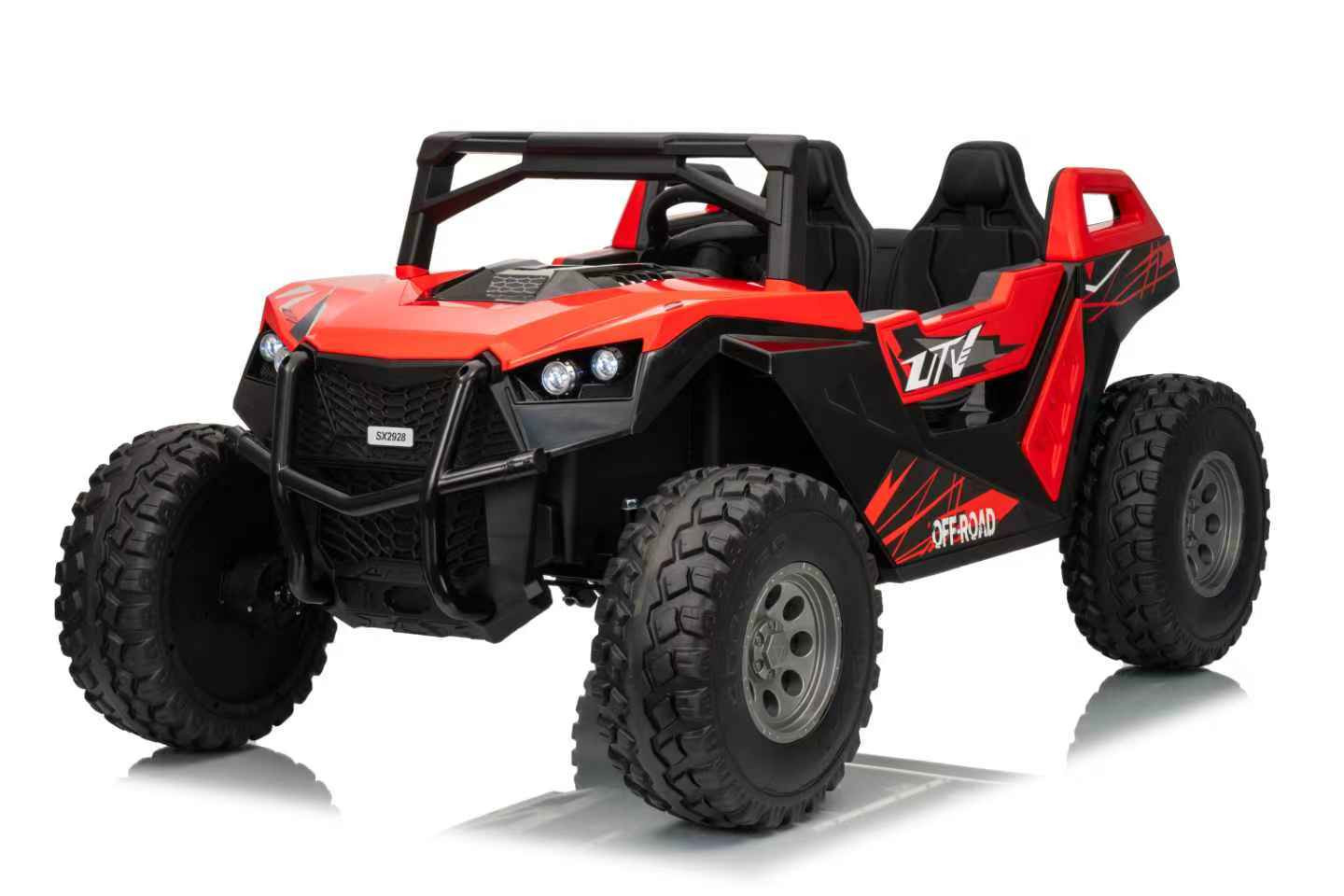 XXXL 24v Kids (3-8) Dune Buggy AWD 2 Leather Seats W/ Rubber Wheels AC & TV & RC
