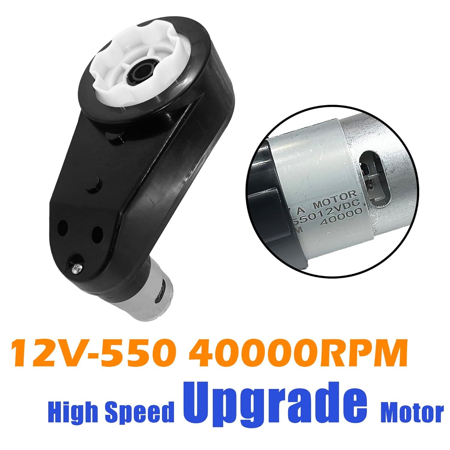 2PCS 12V RS550 High-Speed Gearbox (40000RPM) for Kids’ Ride-On Cars, Power Wheel