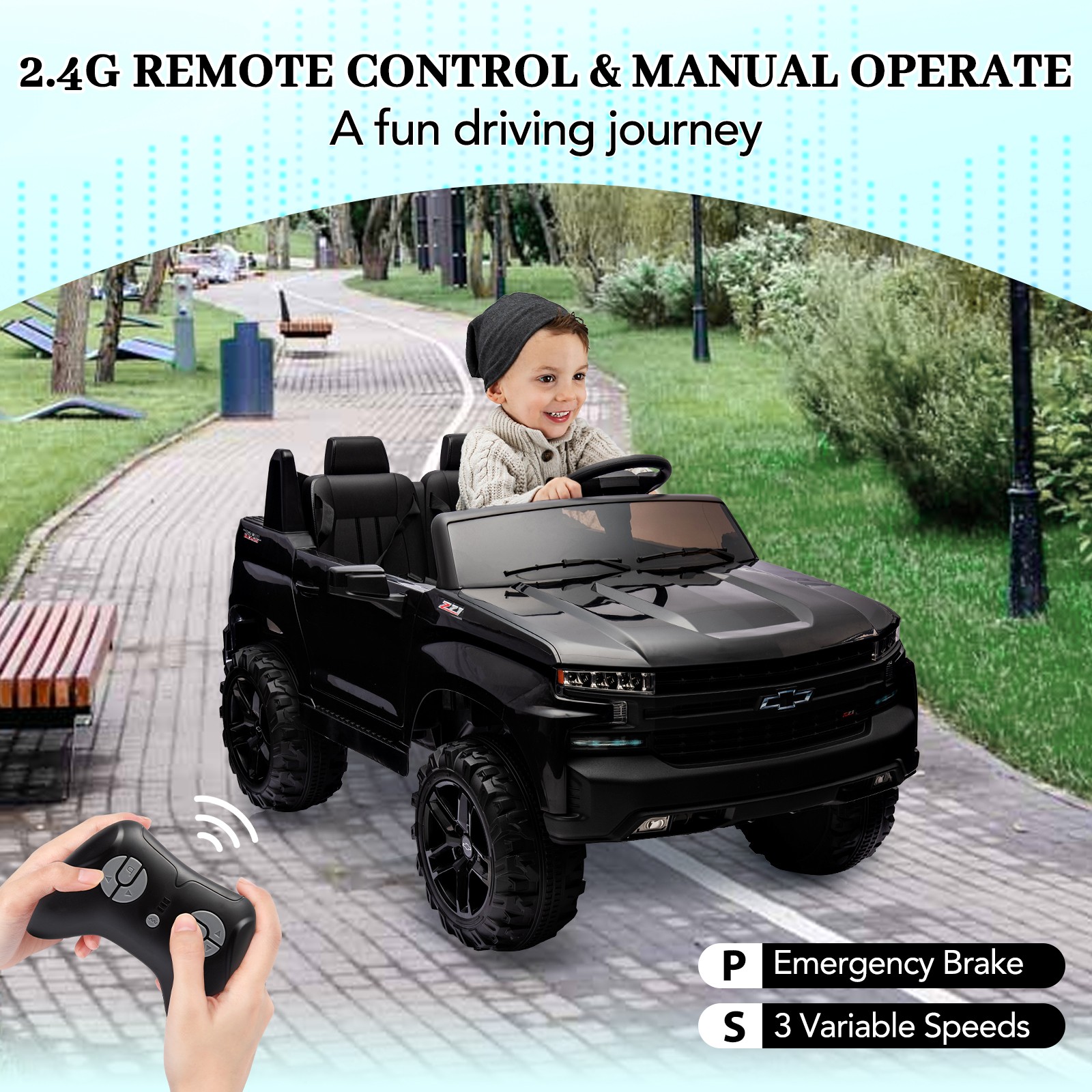 24V 9Ah 2 Seater Ride on Car Toys Licensed Chevrolet Silverado w/Remote Control