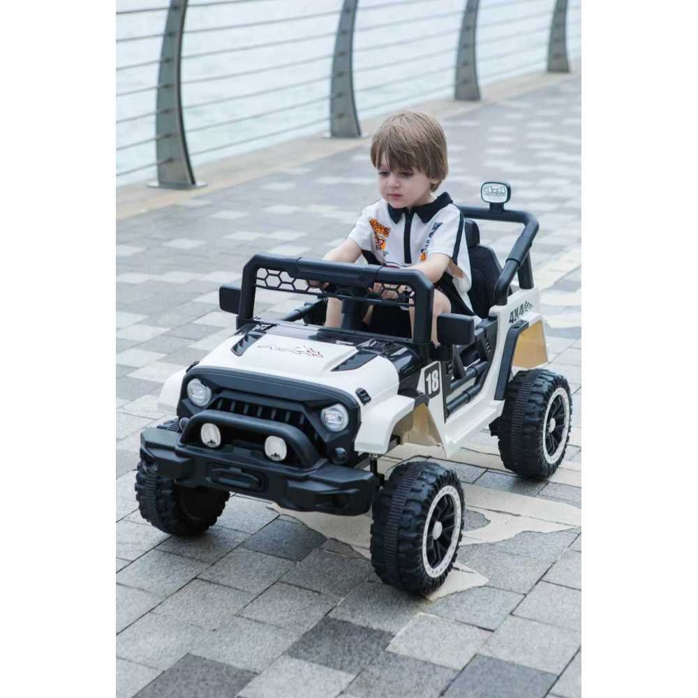 12V Toddler Electric Ride On Car White Green, Remote Control Spring Suspension