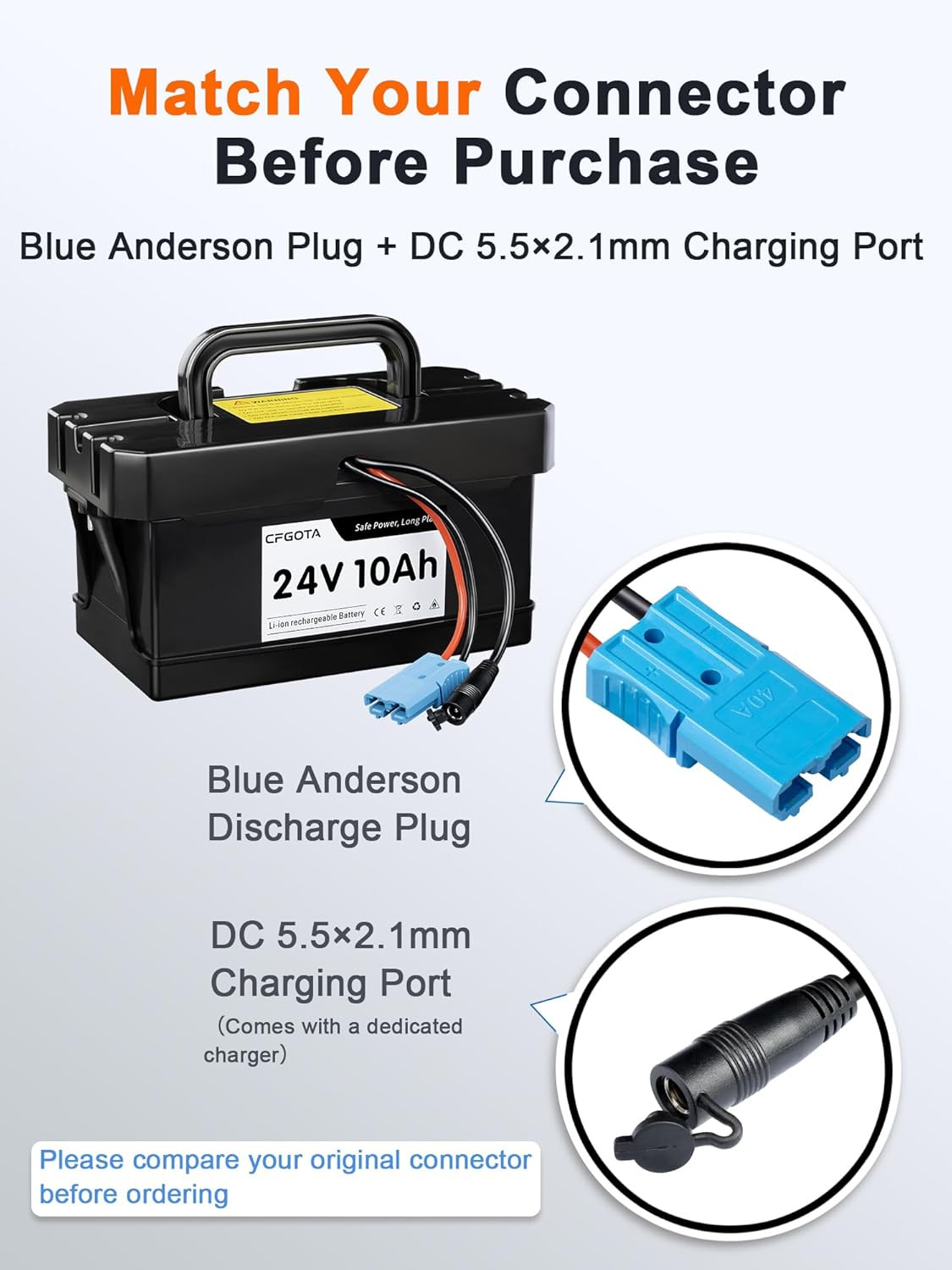 24V 10Ah Lithium Battery for Ride-On Cars & Toys, Compatible with Dynacraft Real