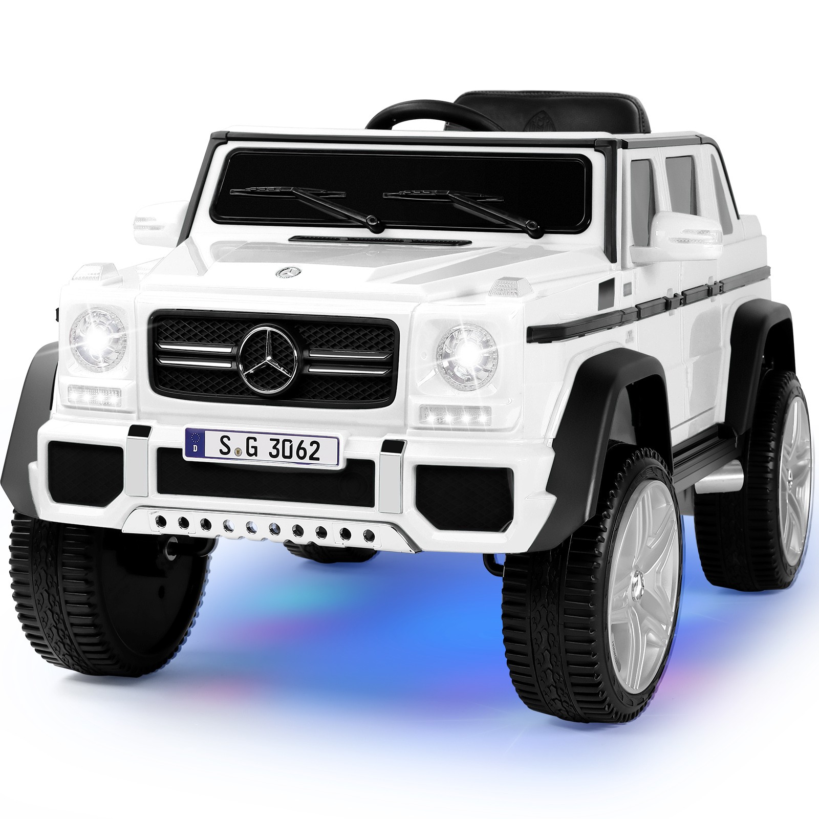 White Electric 12V Battery Kids Ride On Car 3 Speed with Music, LED, MP3, RC