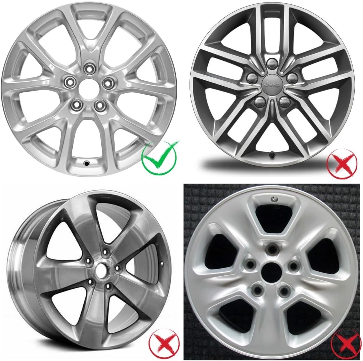 Wheel Skins comeptible with Jeep Cherokee 2014-2018 ; Set of 4 Pack;Glossy Bl…