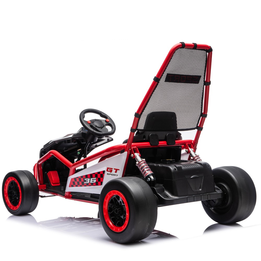 24V 400W Electric Ride on Toy Crazy Go Cart Drift Car 5-7.5 MPH for Kids 6-12