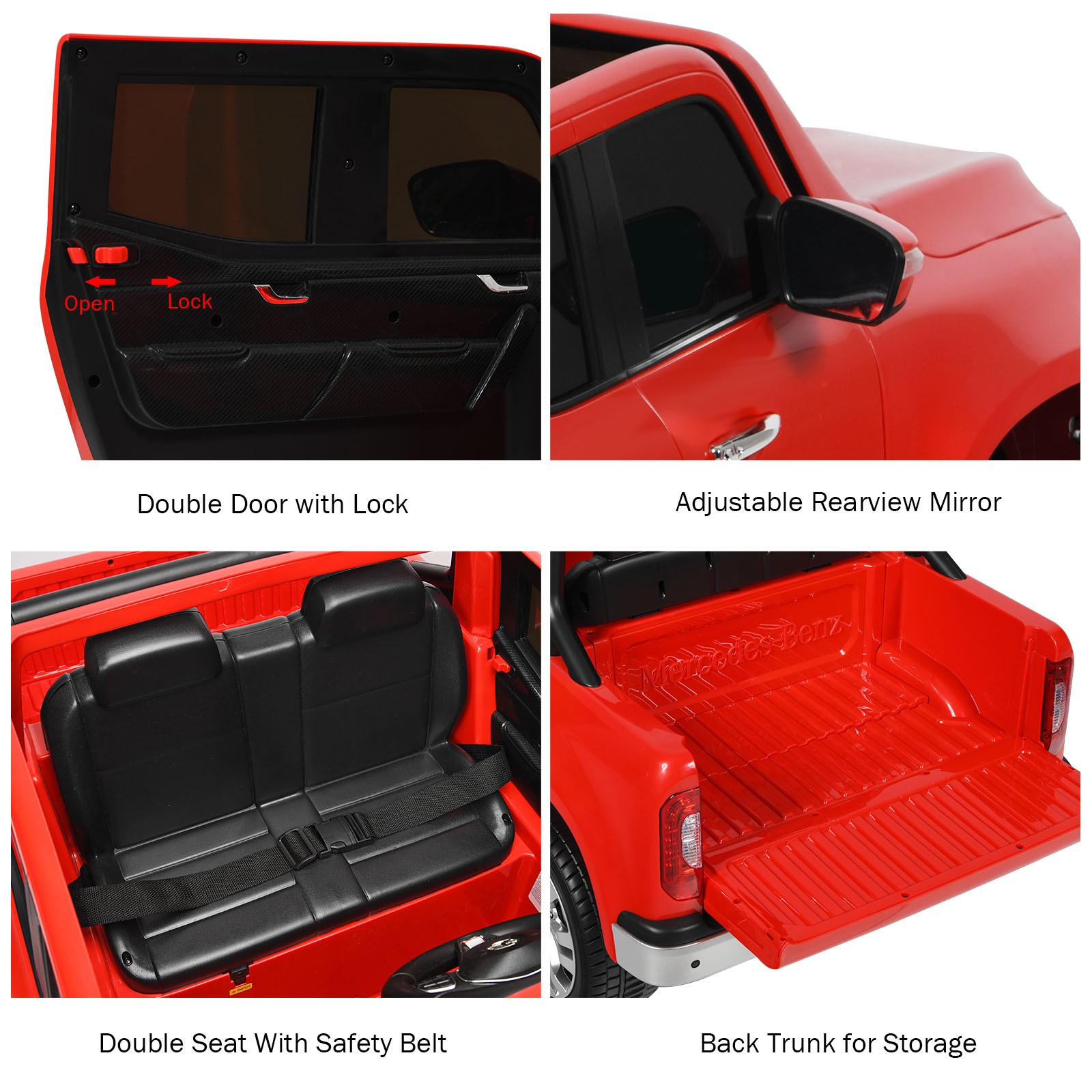 2-Seater 12V Kids Ride On Car Mercedes Benz Licensed X Class RC W/ Trunk Red