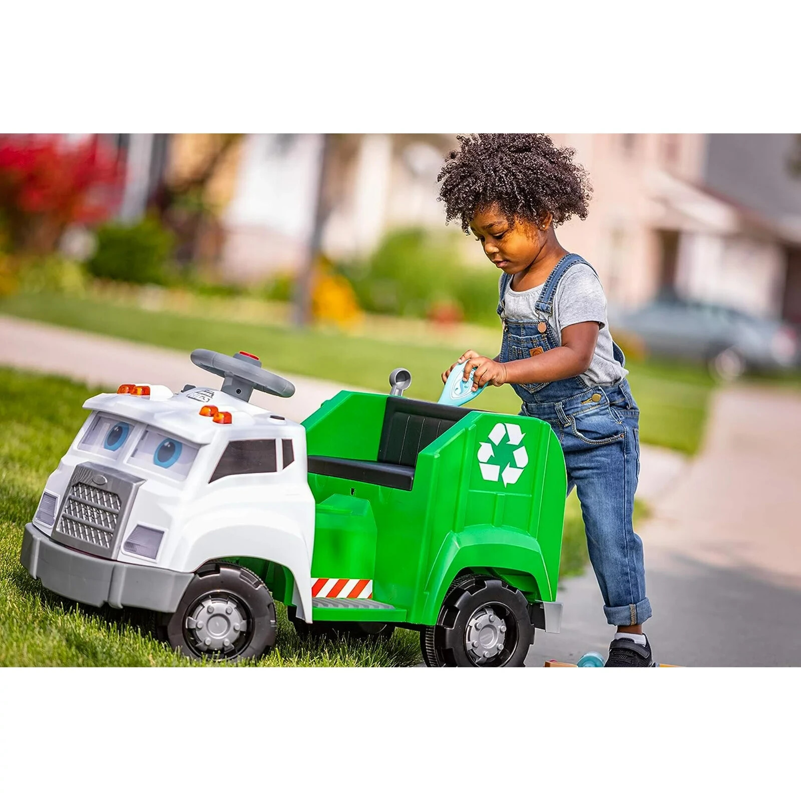 Toddler Recycling Truck 6V Battery-Powered Vehicle w/ Sound Effects, Ages 1.5+
