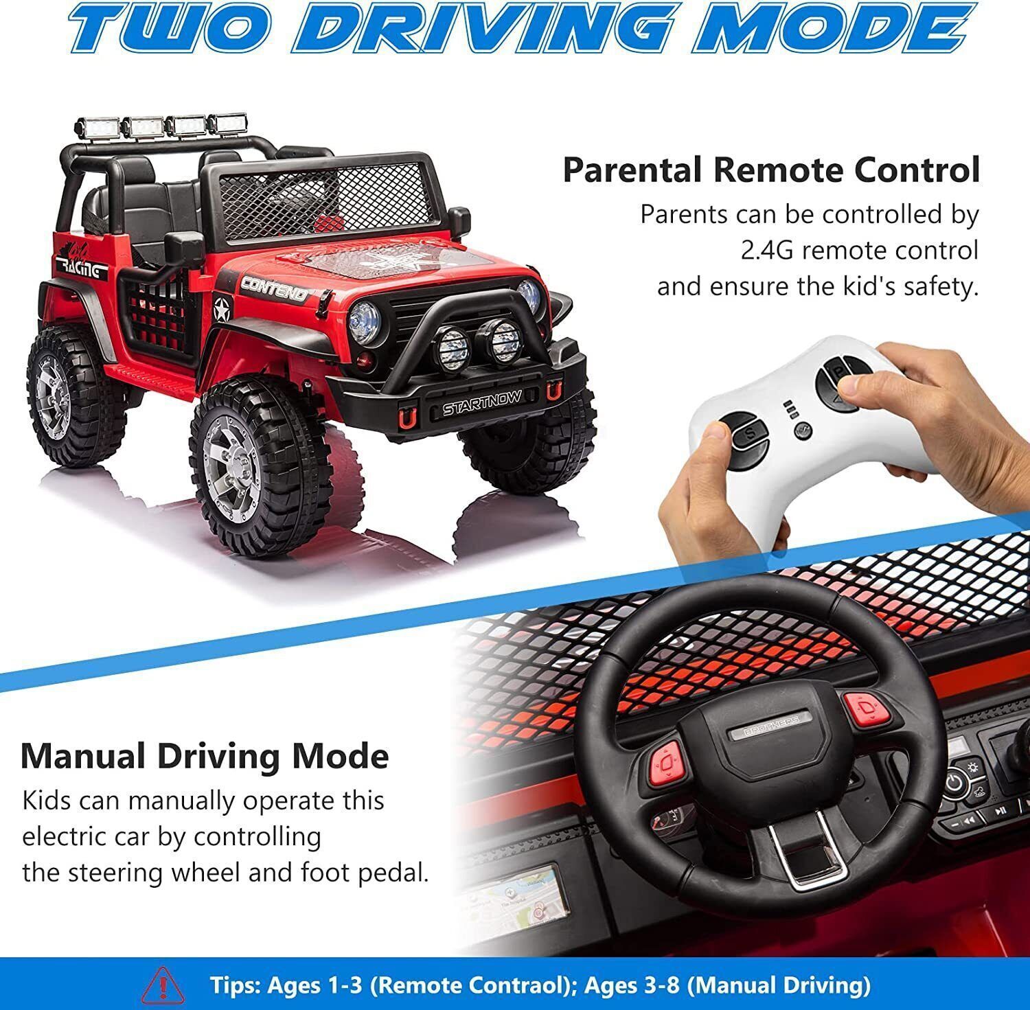 12V Kids Ride on Car Jeep Electric Vehicle Truck w/ Remote Control MP3 LED