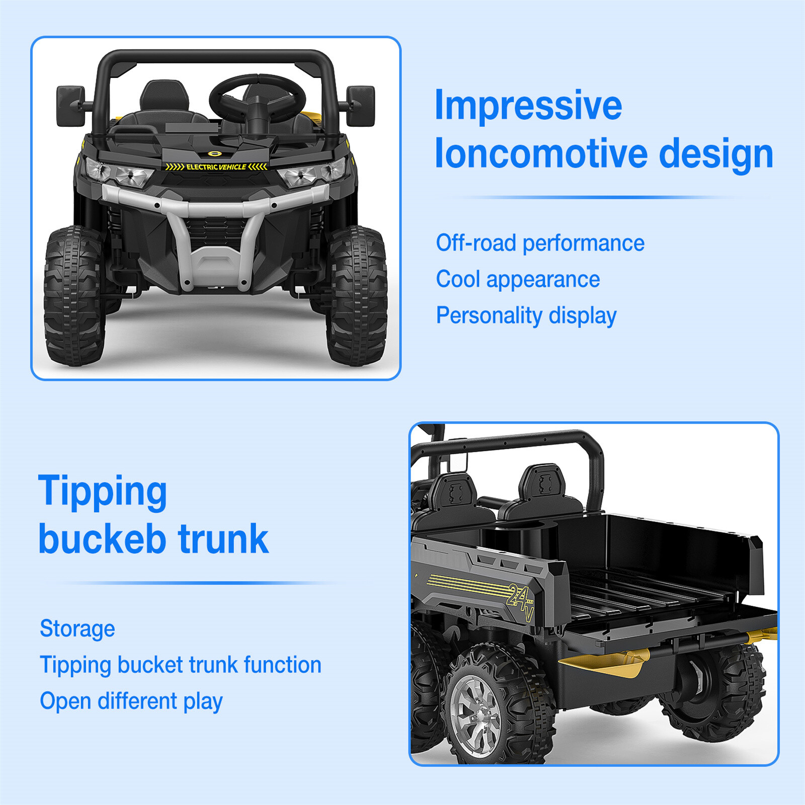 24V Ride on Dump Truck with Remote Control Electric Dump Bed Electric Vehicles