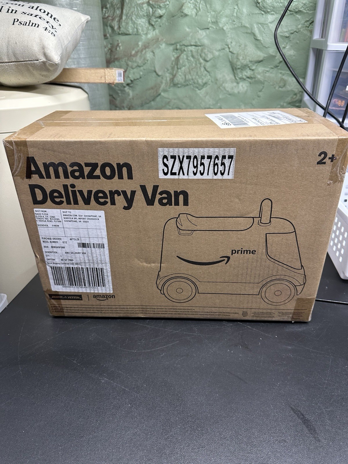 Amazon Delivery Van Ride on Toy for Kids, Blue Toddler Ride on Toy for Ages 2+