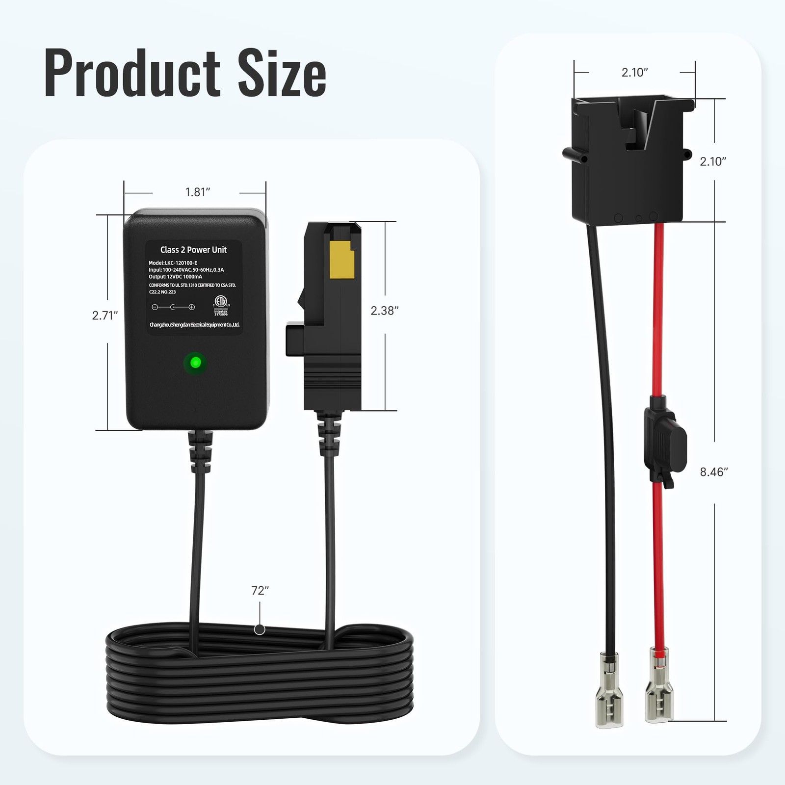 Power Wheel Charger 12 Volt with 12 AWG Wire Harness Connector 12V Battery Po…