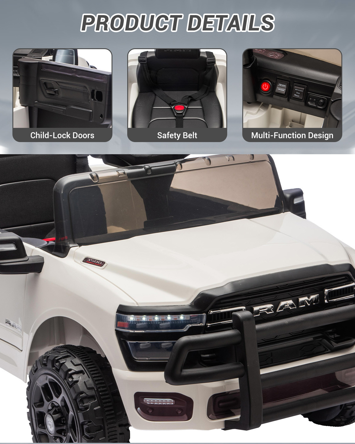 Kids Electric Truck Car w/ Remote Control, Ride On Toys for Boys Girls Children