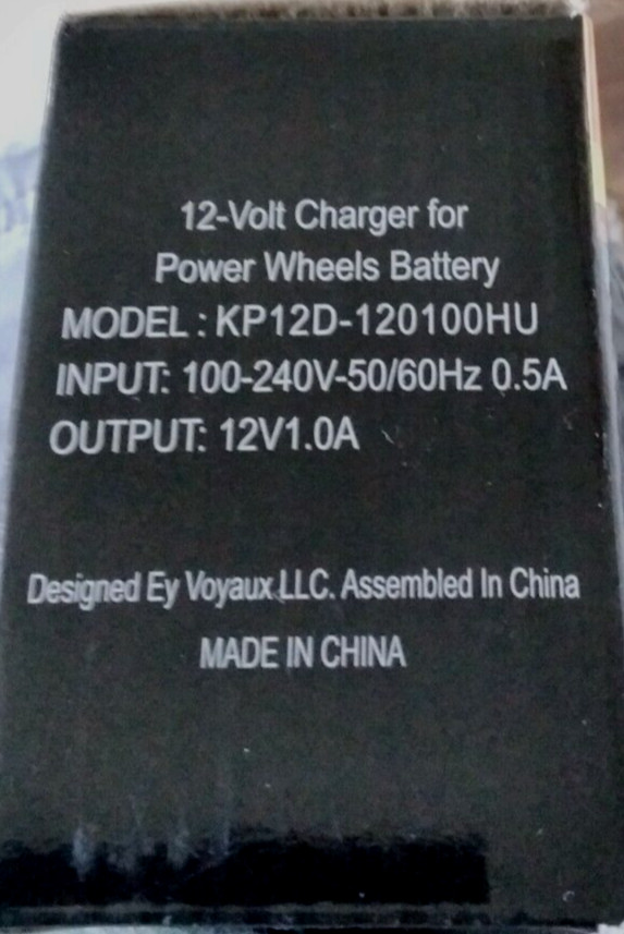 12V Charger (Voyaux) for Power Wheels – Fits Gray & Orange Top Batteries