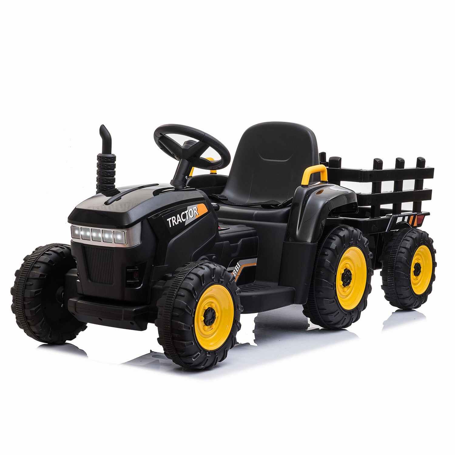 TOBBI 12V Battery-Powered Toy Tractor Ride On Toy with Trailer 35W Dual Motor