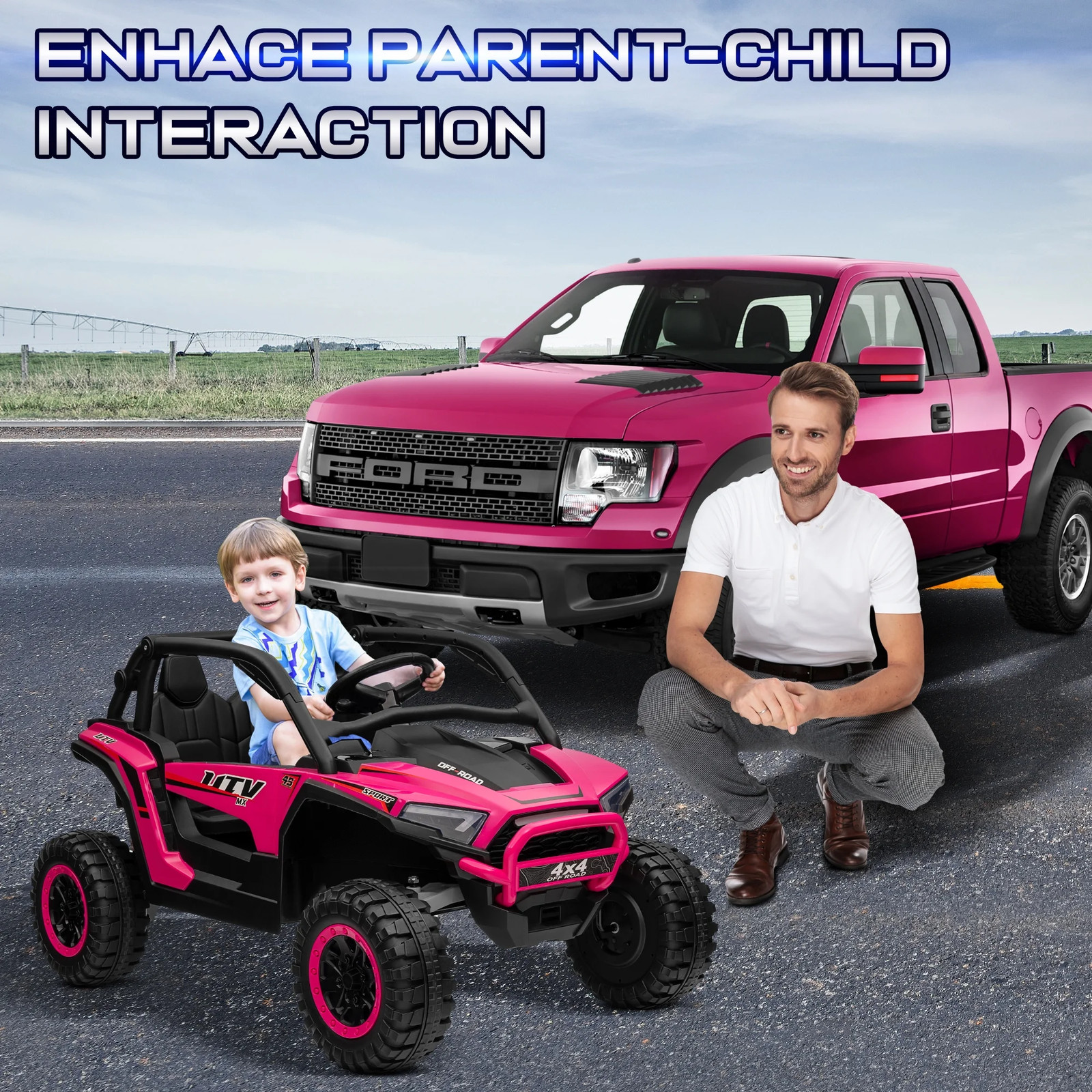 4WD 24V Ride on Toys for Kids with Remote Control, 2 Seater Electric Vehicle wi
