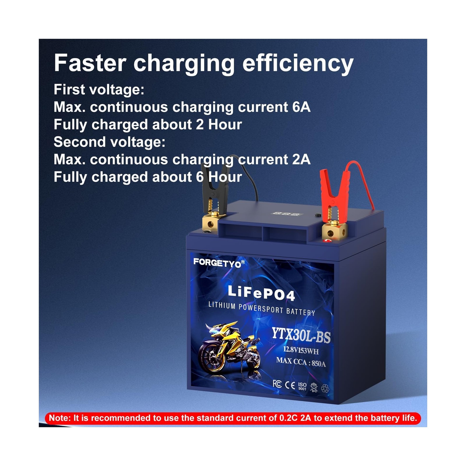 Lithium YTX30L-BS, 850A LiFePO4 Motorcycle Battery, 12V 12AH ATV, UTV, Jet Sk…