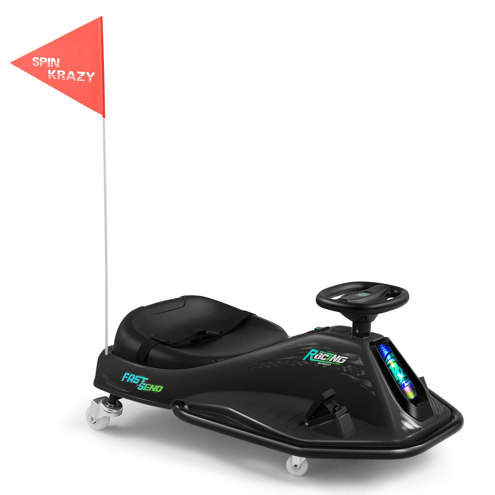 24V Kids Electric Drifting Go Kart 360° Ride On Cart with Bluetooth (Black)
