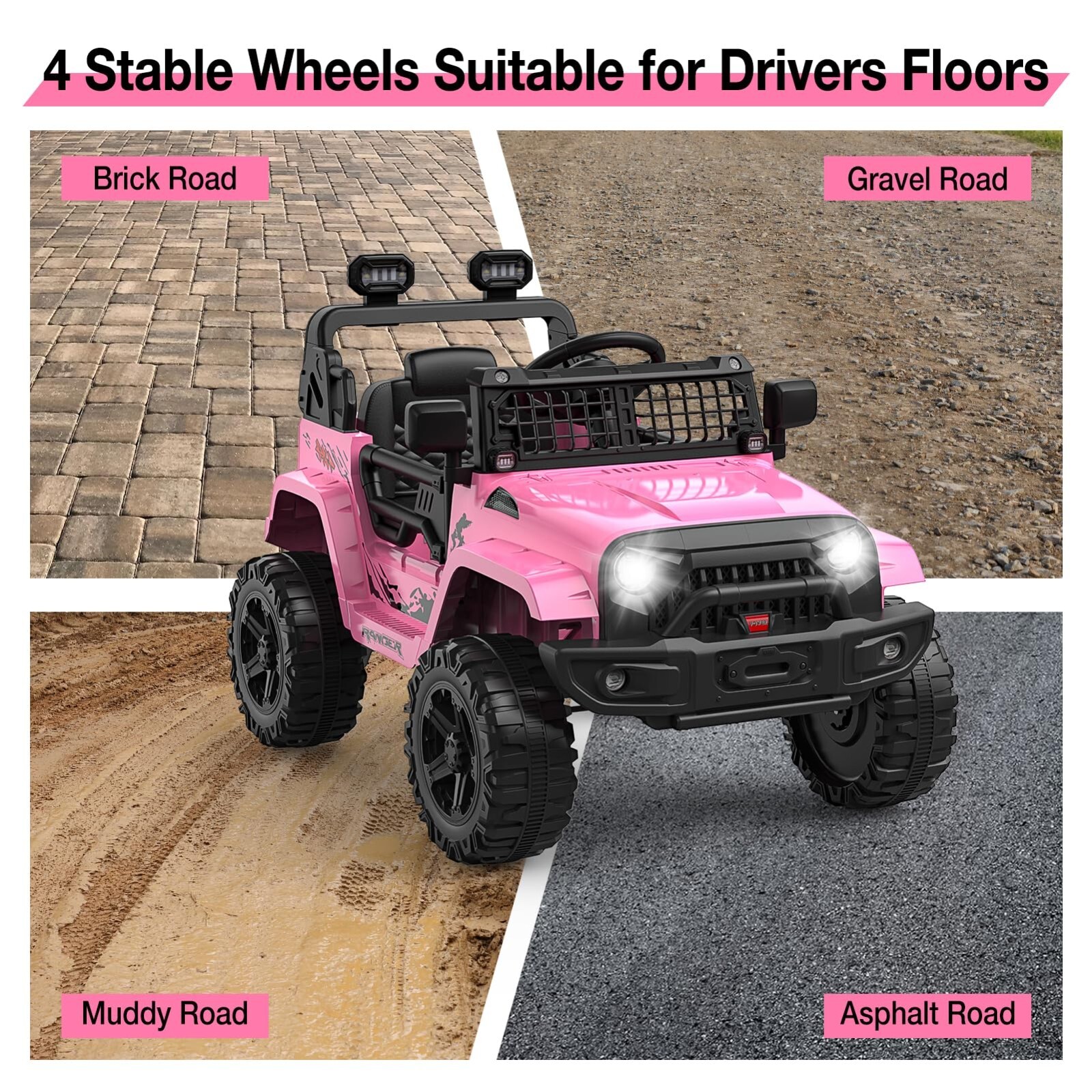 Ride-on Truck Car 12V Kids Power Wheels Vehicle with Remote Control &LED Light